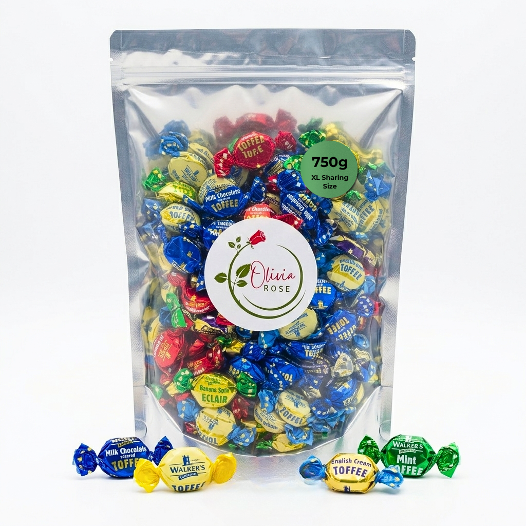 Olivia Rose Assorted Toffees & Eclairs – Resealable Sweet Pouch – 250g, 500g, 750g & 1000g