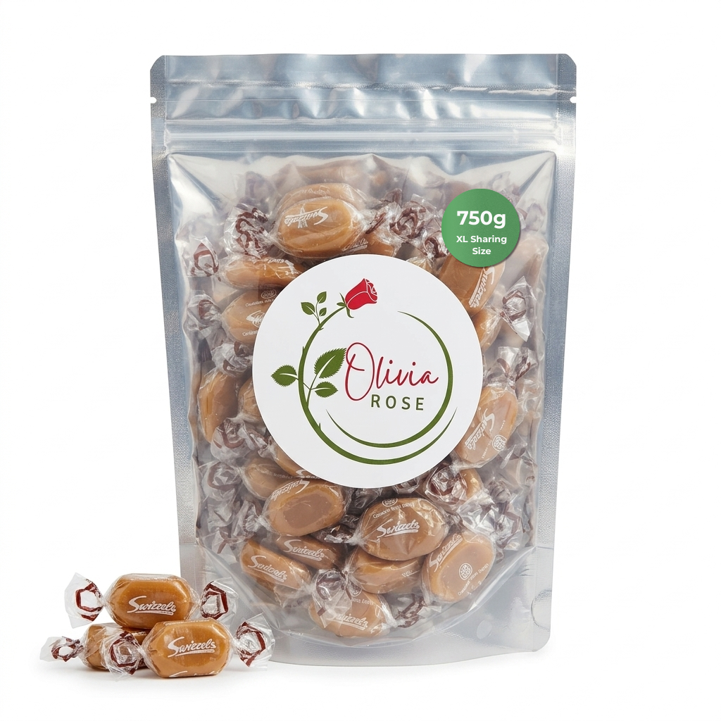 Olivia Rose Butterscotch Sweets Pouch – Made with Genuine Swizzels Butterscotch Sweets – 250g, 500g, 750g & 1kg (1000g)