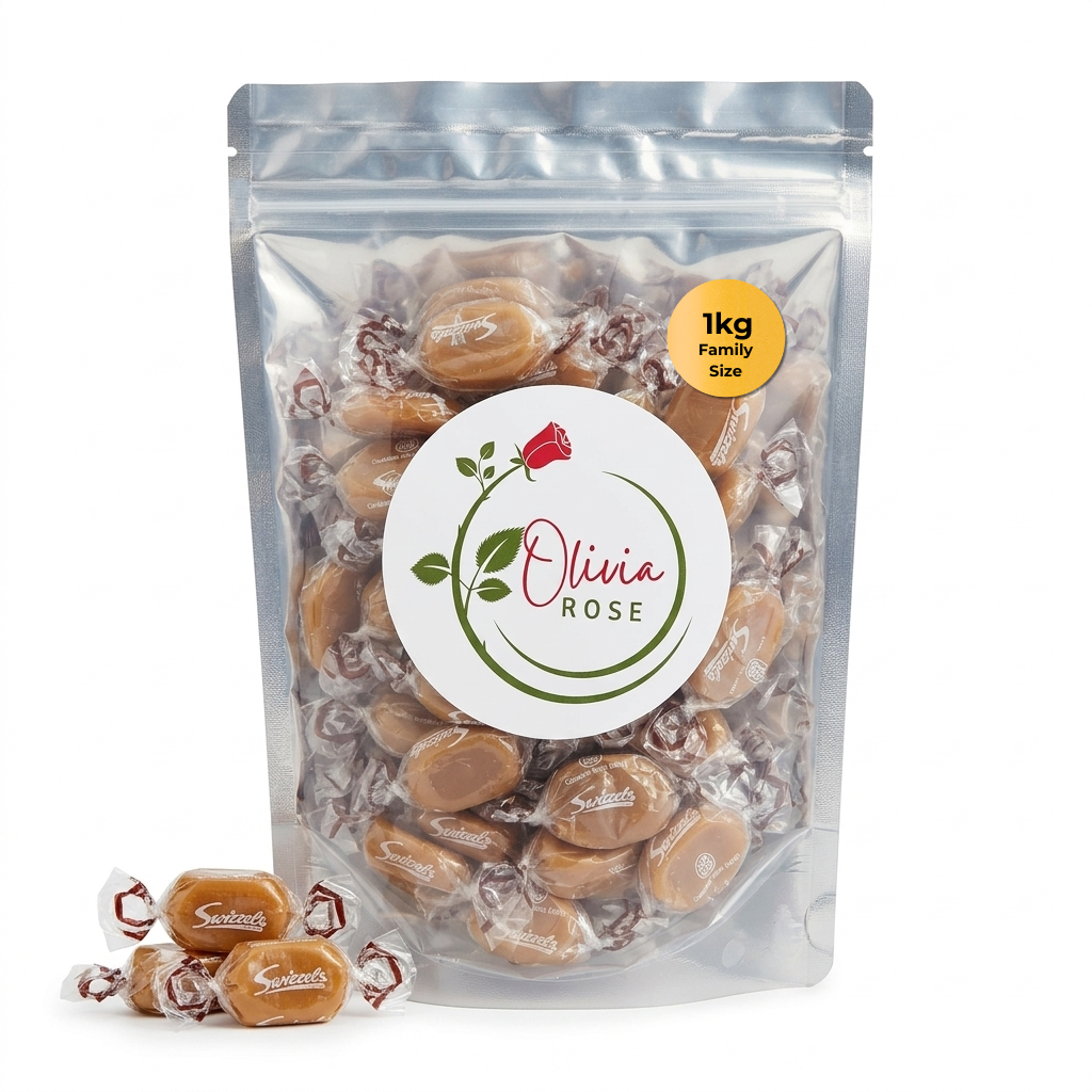 Olivia Rose Butterscotch Sweets Pouch – Made with Genuine Swizzels Butterscotch Sweets – 250g, 500g, 750g & 1kg (1000g)