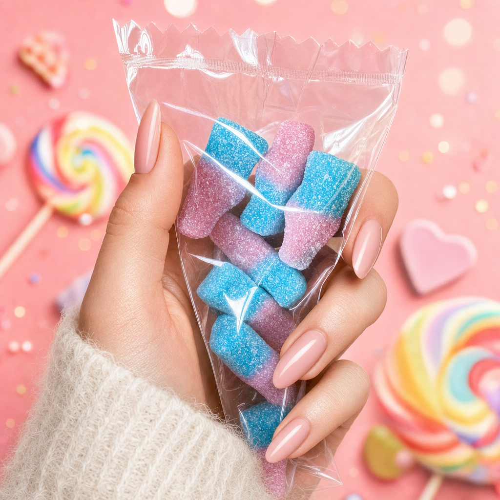 32 Pack Vegan Fizzy Sweets Treat Bags, Mixed Candycrave Pick n Mix Box, Cola Bottles, Cherry Cola, Bubblegum & Watermelon, Individually Wrapped Party Sweets, Vegan Friendly Sweet Cones