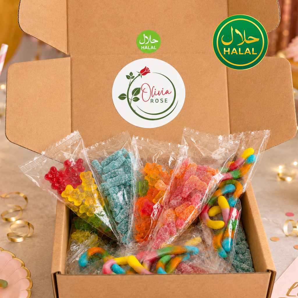 35 Pack Halal Sweet Treat Bags – Mixed Gummy & Fizzy Party Sweets – Sealed Individual Bags