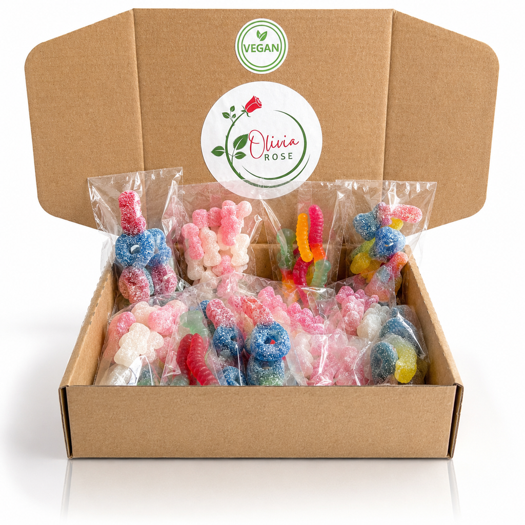 Olivia Rose Vegan Sweet Treat Party Bags – 32 Individually Packed Sweet Bags – Party Box