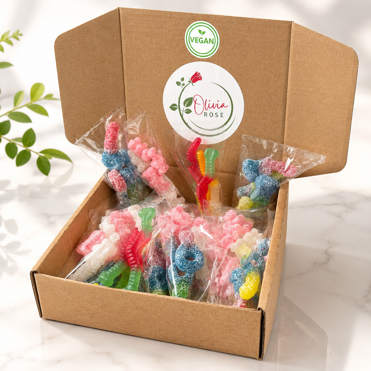 Olivia Rose Vegan Sweet Treat Party Bags – 32 Individually Packed Sweet Bags – Party Box