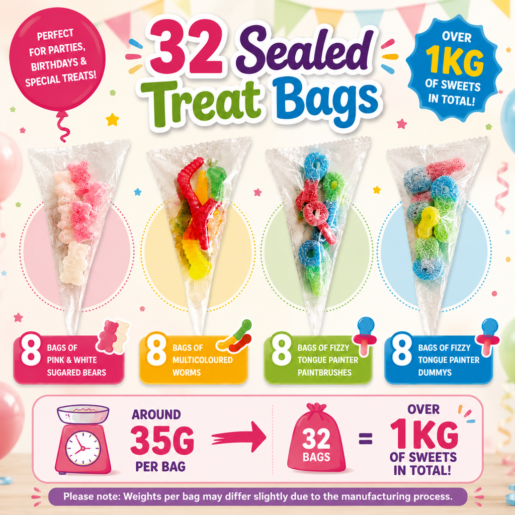 Olivia Rose Vegan Sweet Treat Party Bags – 32 Individually Packed Sweet Bags – Party Box