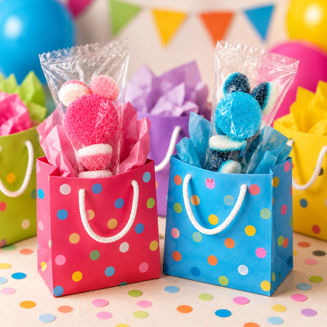 Olivia Rose Pink & Blue Party Treat Bags – 30 Sealed Sweet Party Favour Bags