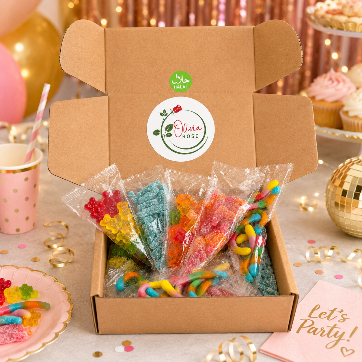 35 Pack Halal Sweet Treat Bags – Mixed Gummy & Fizzy Party Sweets – Sealed Individual Bags