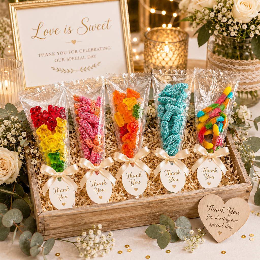 35 Pack Halal Sweet Treat Bags – Mixed Gummy & Fizzy Party Sweets – Sealed Individual Bags