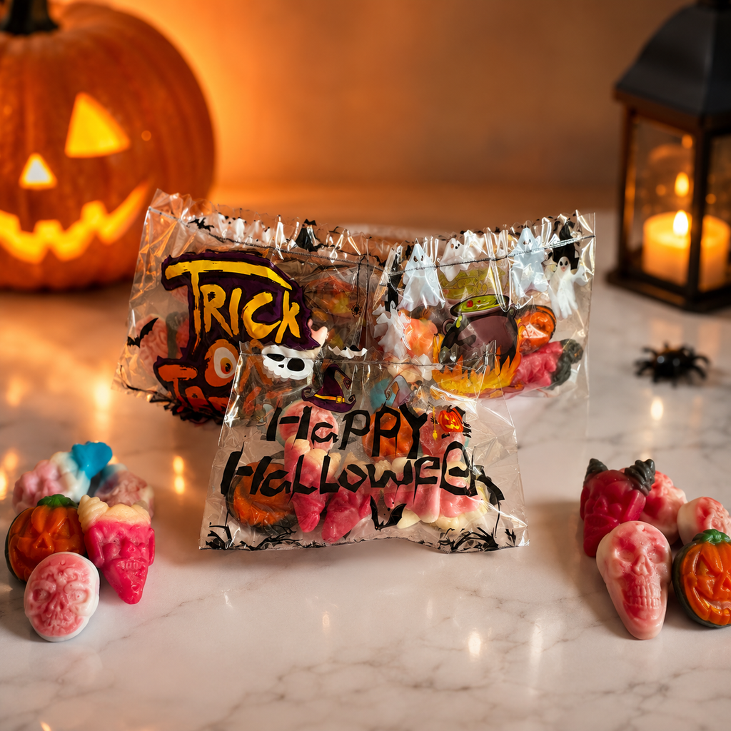Halloween Spooky Treat Bucket – 25 Mini Sweet Bags with Reusable 2.5L Trick or Treat Bucket