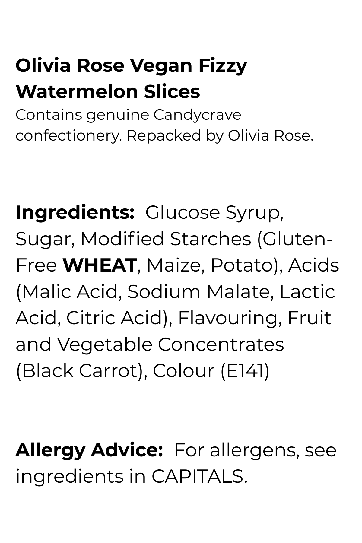 Olivia Rose Vegan Fizzy Watermelon Slices – Resealable Sweet Pouch – 250g, 500g, 750g & 1000g