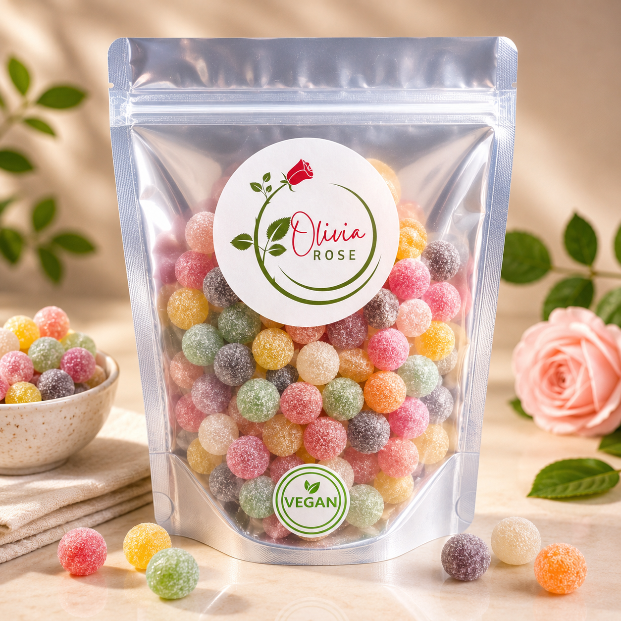 Olivia Rose Vegan American Hard Gums – Resealable Pouch – 250g, 500g, 750g & 1kg