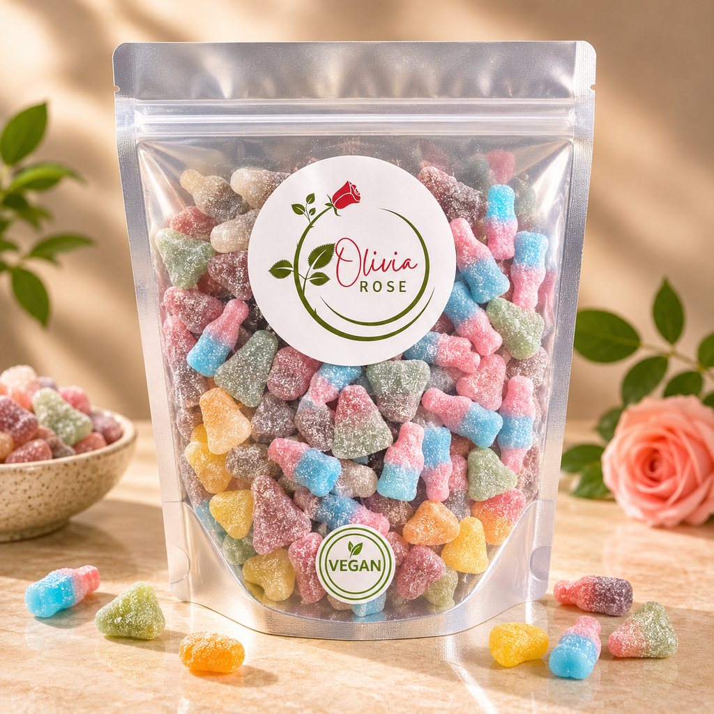 Olivia Rose Vegan Fizzy Sweets Mix – Candycrave Fizzy Pick & Mix – Resealable Pouch – 250g, 500g, 750g & 1000g